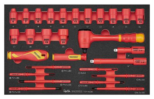 Zestaw narzędzi nasadowych i wkrętaków VDE 1000V TEFXV28 Teng Tools 285520102 1