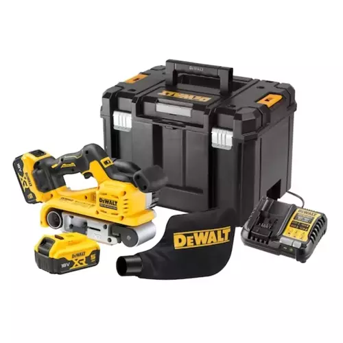 Szlifierka taśmowa 18V 75x533mm + 2xaku 5Ah + ładowarka + walizka DeWALT DCW220P2 1