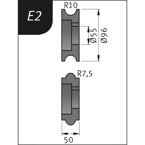 Rolki gnące Metallkraft Typ E2, Ø 96 x 55 x 50 mm, R 10 / 7,5 mm 1