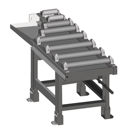 Przenośnik rolkowy Metallkraft 2000 x 520 mm, strona wysypu, napędzana silnikiem, do cięcia pod kątem 60° 1