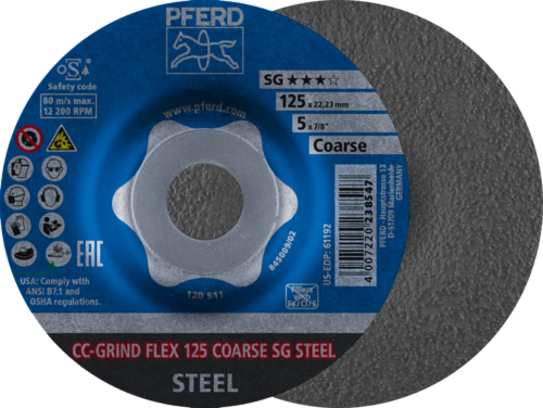 Tarcza do szlifowania metalu 125x22,23 CC-GRIND FLEX SG STEEL wypukła Pferd 64188125 1