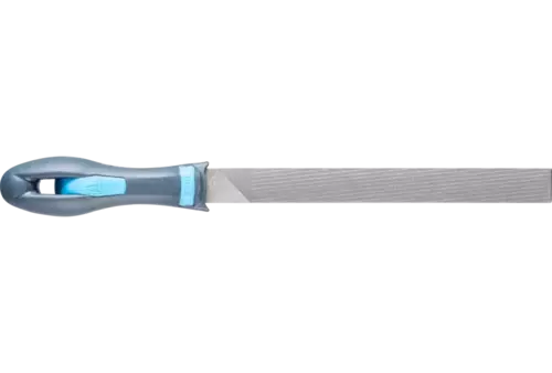 Pilnik PLUS z uchwytem płaski 200 mm, specjalne nacięcie zmniejsza zapychanie się pilnika 1