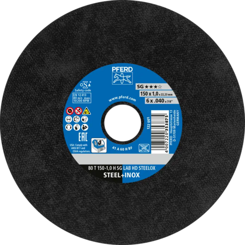 Tarcza do cięcia metalu 150x1x22,23 SG LAB HD STEELOX płaska Pferd 66300010 1