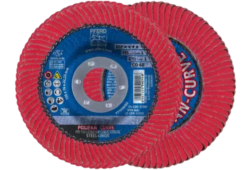 Ściernica listkowa POLIFAN CURVE PFR 115 × 22,23 mm szerokość L CO60 SGP STEELOX do stali/stali nierdzewnej 1