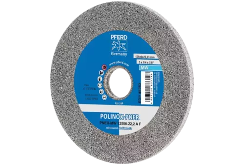 Dysk z włókniny prasowanej POLINOX PNER Ø 125 × 6 mm do otworu Ø 22,23 mm średnio miękki A drobnoziarnisty do wykańczania 1
