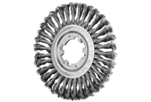Szczotka tarczowa pleciona RBG Ø200 × 16 × 50, otwór 8 mm, drut stalowy Ø0,35 mm, stacjonarna 1