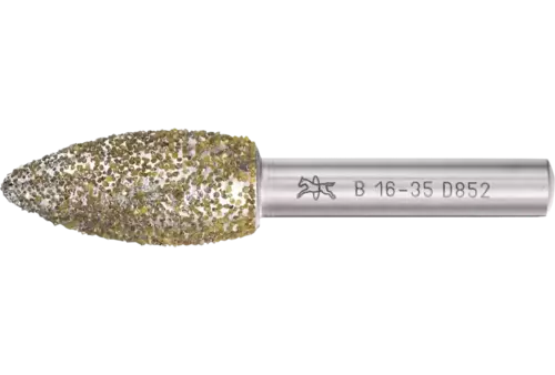 Diamentowa ściernica trzpieniowa płomieniowa 16 × 35 × 8 mm D852 do szlifowania żeliwa szarego i sferoidalnego 1