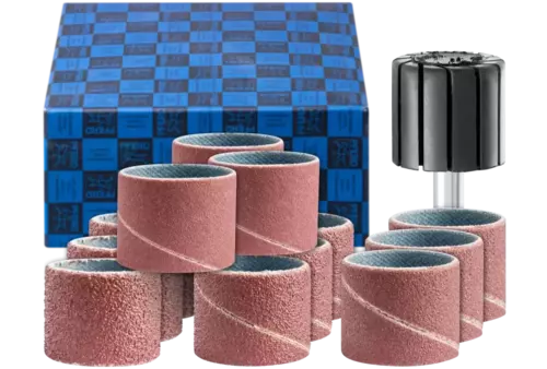 Zestaw opasek ściernych 13-częściowy Korund Ø 22 × 20 mm A60,80,150,240 z uchwytem trzpień Ø 6 mm 1