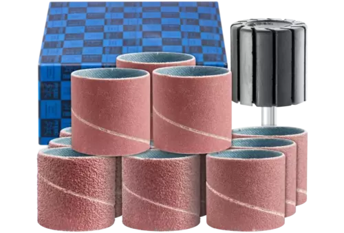 Zestaw opasek ściernych 13-częściowy Korund Ø30 × 30 mm A40,60,80,150 z uchwytem trzpień Ø6 mm 1