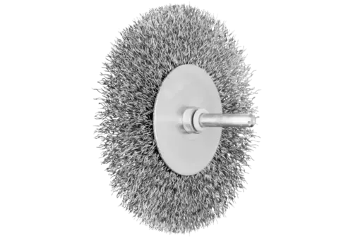 Szczotka tarczowa niepleciona RBU Ø100 × 15 mm trzpień Ø6 mm drut stalowy Ø0,30 1