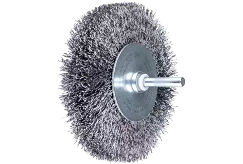 Szczotka tarczowa niepleciona RBU Ø100 × 20 mm trzpień Ø6 mm drut stalowy Ø0,30 1