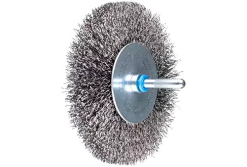 Szczotka tarczowa niepleciona RBU Ø100 × 15 mm trzpień Ø6 mm drut ze stali nierdzewnej Ø0,30 1