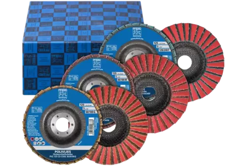 Ściernice włókninowe POLIVLIES zestaw PVZ 3-częściowy ceramiczny Ø125 mm otw. Ø22,23 mm CO-COOL60/G,80/M,120/F 1