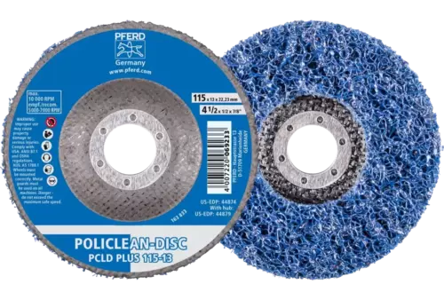 Włóknina czyszcząca POLICLEAN PLUS PCLD Ø 115 x 13 mm otwór Ø 22,3 mm do zgrubnych prac czyszczących 1