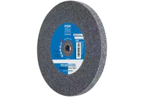 Dysk z włókniny prasowanej POLINOX PNER Ø 150 × 13 mm do otworu Ø 12,7 mm Średnio twardy SiC drobnoziarnisty do wykańczania 1