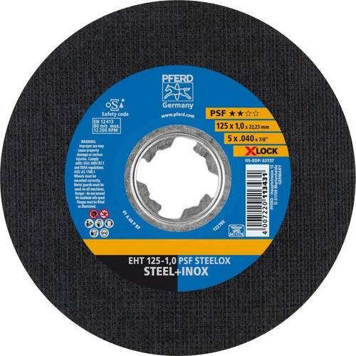 Tarcza do cięcia metalu 125x1x22,23 X-LOCK PSF STEELOX płaska Pferd 61721101 1