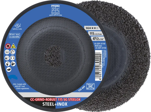 Tarcza do szlifowania metalu 115x22,23 CC-GRIND ROBUST SG STEELOX wypukła Pferd 64195115 1