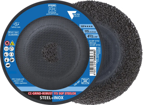 Tarcza do szlifowania metalu 115x22,23 CC-GRIND ROBUST SGP STEELOX wypukła Pferd 64195116 1