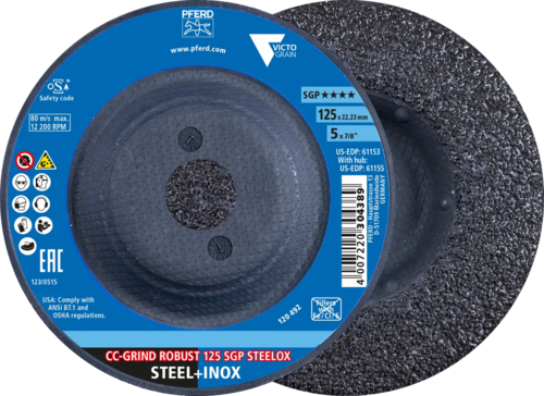 Tarcza do szlifowania metalu 125x22,23 CC-GRIND ROBUST SGP STEELOX wypukła Pferd 64195126 1