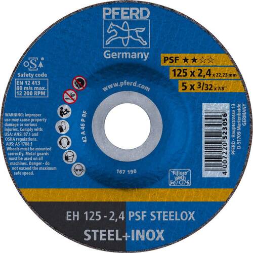 Tarcza do cięcia metalu 125x2,4x22,23 PSF STEELOX wypukła Pferd 69198292 1