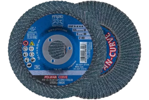 Ściernica listkowa POLIFAN CURVE PFR 125 × 22,23 mm szerokość M Z40 SGP STEELOX do stali/stali nierdzewnej 1