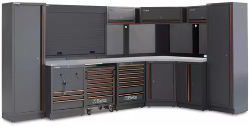 Zestaw mebli warsztatowych ze stalowym blatem system C45PRO Beta C45PRO2.0/GX 1