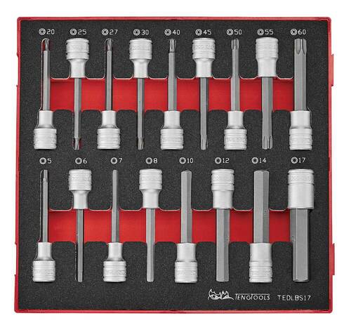 Zestaw nasadek trzpieniowych długich 1/2" Teng Tools TEDLBS17 1