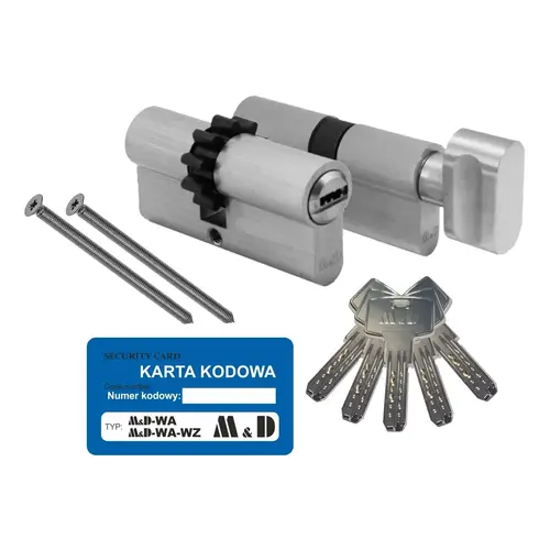 Komplet wkładek system jeden klucz 31/40Z+31g/40 satyna M&D-WA 1