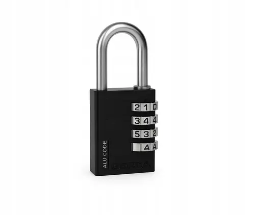 Kłódka pałąkowa aluminiowa szyfrowa 4 dyski S40 ALU CODE GERDA BLACK 1