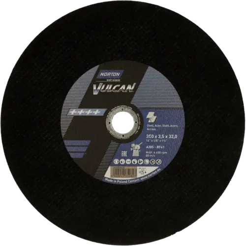 Tarcza do cięcia żeliwa, kamienia 350x3,5x32 11 szt Vulcan płaska Norton 1