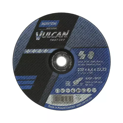 Tarcza do szlifowania metalu ø230x6,4x22,23mm NORTON VULCAN 66252830807 1