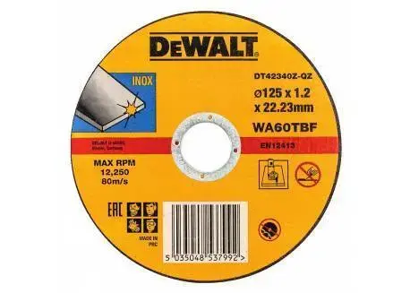 Tarcza do cięcia stali nierdzewnej 125/22,23/1,2mm DeWalt DT42340Z 1szt. 1