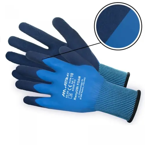 Rękawice olejoodporne RWnyl 2 BI Foam powlekana cała dłoń lateksem ArtMas r. 9 1