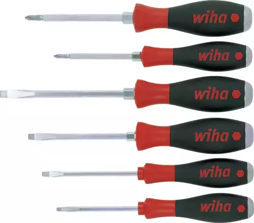 Zestaw 6szt wkrętaków SoftFinish z trzonem sześciokątnym na całej długości i masywnym kołpakiem stalowym Wiha 1