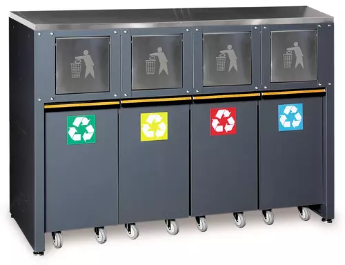 Moduł stały do segregacji śmieci ze stalowym blatem system C45PRO Beta C45PRO2.0/RD/X 1