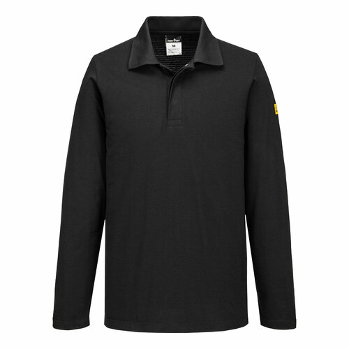 Anti-Static ESD Polo Shirt L/S, kolor czarny, rozmiar XXXL 1