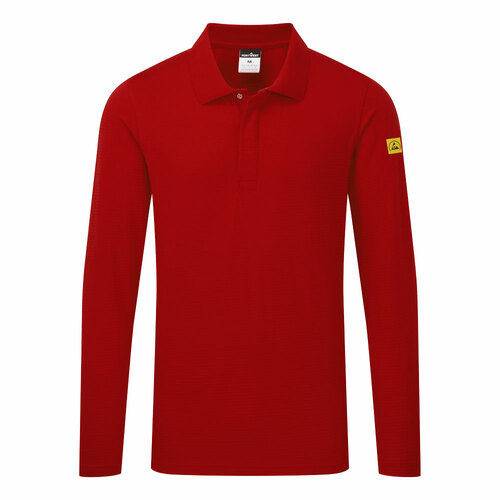 Anti-Static ESD Polo Shirt L/S, kolor głęboka czerwień, rozmiar S 1
