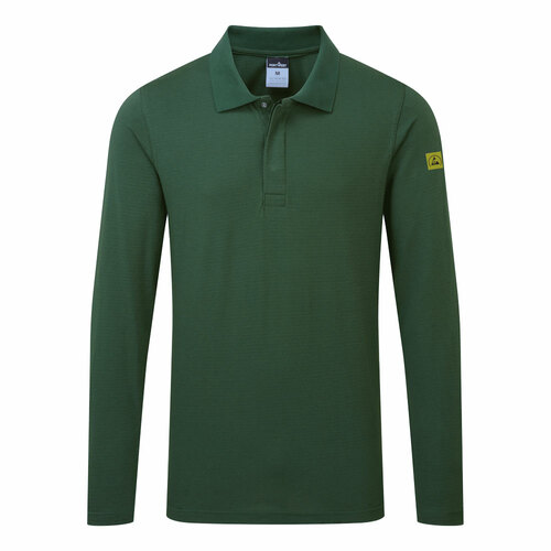 Anti-Static ESD Polo Shirt L/S, kolor zielony leśny, rozmiar XXL 1