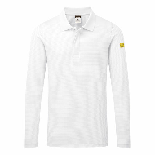 Anti-Static ESD Polo Shirt L/S, kolor biały, rozmiar L 1