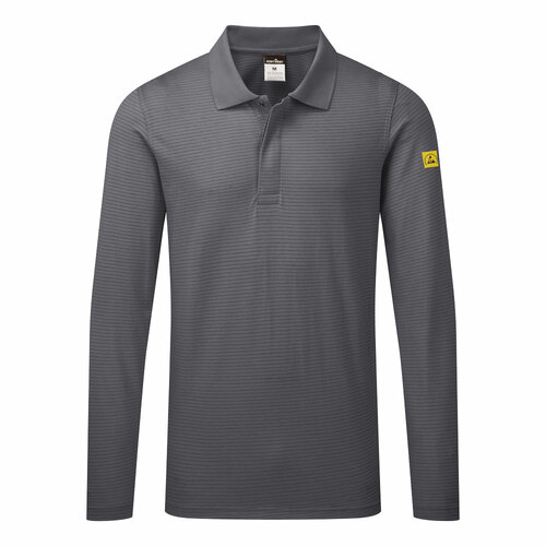 Anti-Static ESD Polo Shirt L/S, kolor szary, rozmiar XXL 1