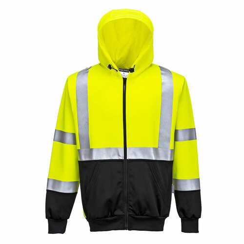 Bluza ostrzegawcza dwukolorowa z kapturem, kolor żółty/czarny, rozmiar S 1