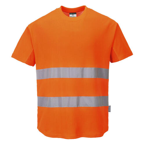 Ostrzegawczy T-shirt z panelami z siatki, kolor pomarańczowy, rozmiar L 1