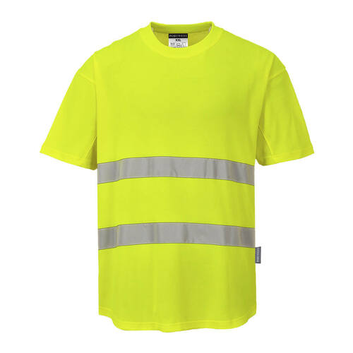Ostrzegawczy T-shirt z panelami z siatki, kolor żółty, rozmiar XXL 1
