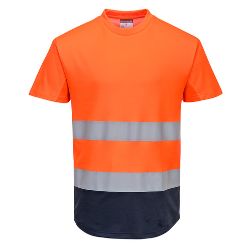 Dwukolorowy t-shirt siatkowy, kolor pomarańczowy/granat, rozmiar M 1