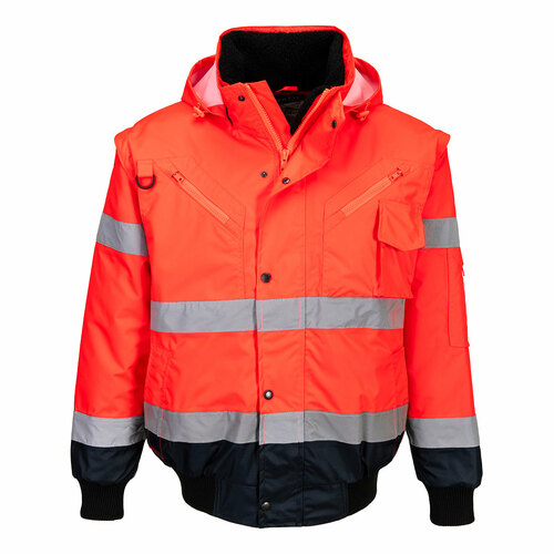 Kontrastowa kurtka ostrzegawcza Bomber 3 w 1, kolor czerwony/granat, rozmiar XL 1