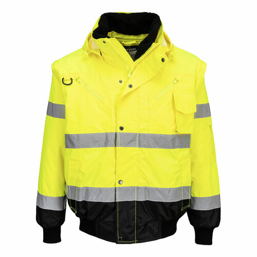 Kontrastowa kurtka ostrzegawcza Bomber 3 w 1, kolor żółty/czarny, rozmiar XXL 1