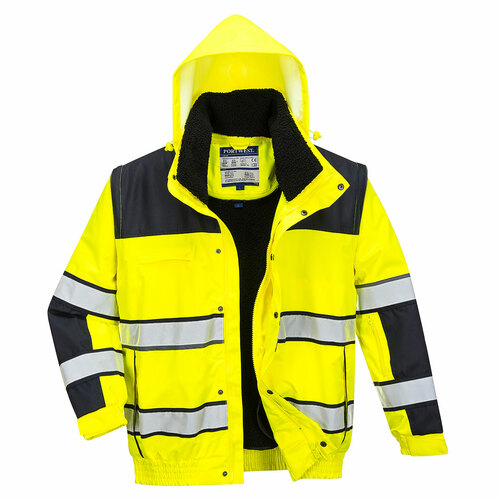 Ostrzegawcza kurtka zimowa Bomber 3 w 1, kolor żółty/czarny, rozmiar M 1