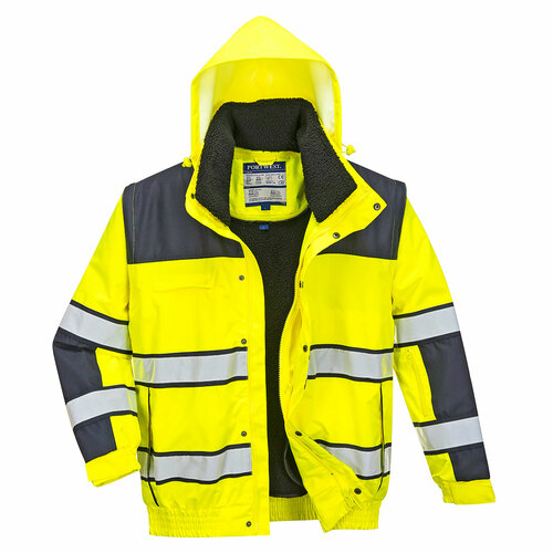 Ostrzegawcza kurtka zimowa Bomber 3 w 1, kolor żółty/granatowy, rozmiar M 1