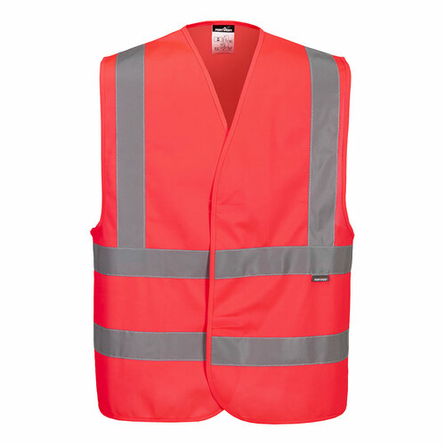 Kamizelka ostrzegawcza z taśmami pionowymi i poziomymi czerwona rozmiar L/XL Portwest C470RERL/XL 1