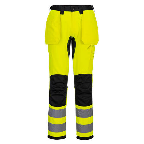 Spodnie robocze ostrzegawcze WX2 Eco z kaburami, kolor żółty/czarny, rozmiar 38 1